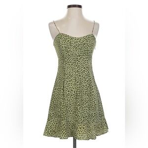 Zara Chic Green Leopard Print Mini Dress